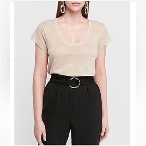 Scoop Neck Linen Tee